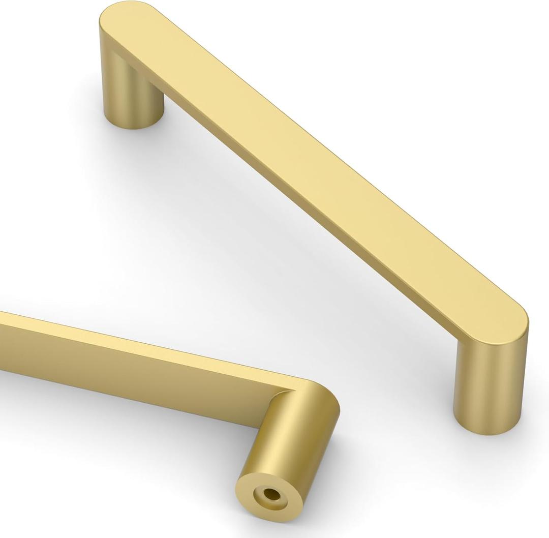 Asidrama 10 Pack 5 Inch(128mm) Brushed Gold Kitchen Cabinet Handles, Cabinet Pulls Kitchen Cabinet Hardware for Cupboard Drawer Pulls (5" Hole Center)