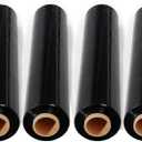 PackageZoom 4 Rolls 18 inch x 1500 Feet Stretch Wrap 80 Gauge Heavy Duty Shrink Film, Extra Strong 18 inch Black Hand Stretch Wrap, Pack of 4 Rolls