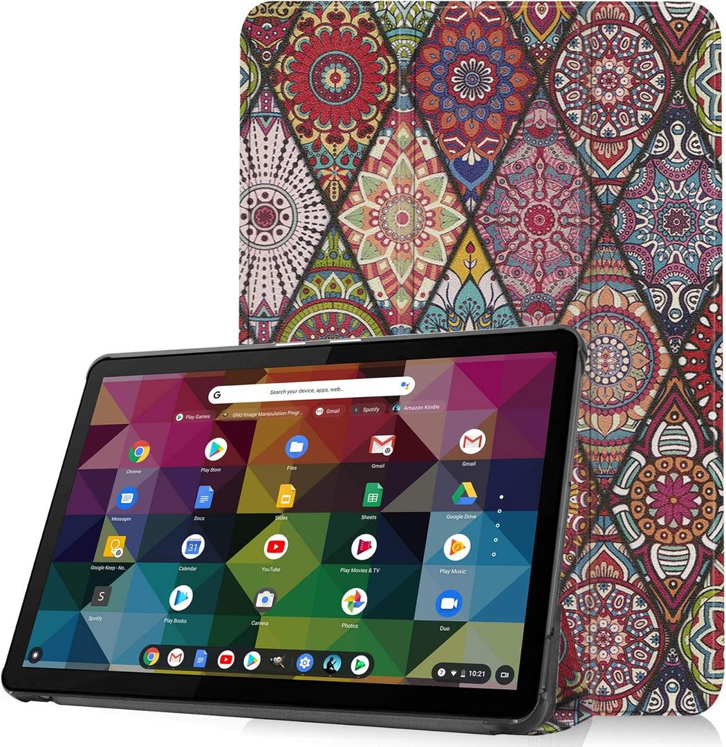 for Lenovo Chromebook Duet 2-in-1 Tablet 10.1 Case, Folding Folio Ultra-Thin Smart PU Leather Stand Case Cover with Auto Wake & Sleep Function for Lenovo Chromebook Duet 10.1 Mandala