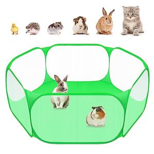 Amakunft Small Animal Playpen, Pop-Up Portable Play Yard for Guinea Pigs, Rabbits, Hamsters, Hedgehogs, Foldable Exercise Fence with Breathable Mesh for Indoor Outdoor Use