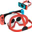 Upgraded VR Headset for Nintendo Switch & Switch OLED Model, Switch Virtual Reality Glasses with Adjustable HD Lenses and Comfortable Head Strap, 3D Goggles for Switch Accessories (White & Blue)