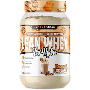Musclesport Lean Whey Revolution Protein Powder - Whey Protein Isolate - Low Calorie, Low Carb, Low Fat, Incredible Flavors - 25g Protein per Scoop (2LB, Coconut Caramel) (2 Pound (Pack of 1))