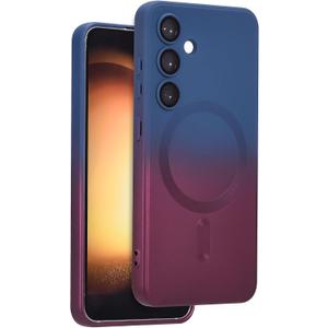 Magnetic for Samsung Galaxy S23 Case,Soft Silicone Gradient Color Samsung S23 Phone Case with Camera Protection,Anti-Scratch Samsung Galaxy S23 Case Compatible with MagSafe,Blue Red