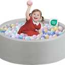 Ball Pit for Toddlers 35.43''x11.81 Baby Ball Pits Soft Memory Foam Ball Pit Round Kids Ball Pit Indoor Game Kids Play Ball Pool Ideal Gift for Girls and Boys (Grey, NO Balls)