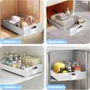 bealy 2 Pack Pull Out Cabinet Organizer Adhesive, 10" Wide 16.9" Deep Pull out Drawers for Face Frame or Frameless Cabinets, No Drill Heavy Duty Carbon Steel Drawer, Pantry Cabinet Shelf,white, 16.9"D x 10.0"W x 3.1"H, 2