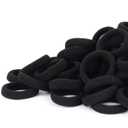 Black Seamless Hair Ties Cotton Hair Bands Tiny Elastics Ponytail Holders for Toddlers, 1 Inch in Diameter, Black, by Nspring