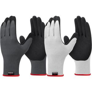 NoCry Gardening Gloves for Women with Strong Grip and Touchscreen Tips - Ultra-Breathable, Lightweight Snug Fit - Durable Abrasion-Resistant, Water-Repellent Rubber Coated Palm - Ideal for Yard Work (Small, Grey & White)