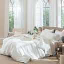 MooMee Striped Sheet Set 100% Washed Cotton Linen Like Textured Breathable Durable Soft Comfy (Almond Milk Grey Classic Stripes, Queen)