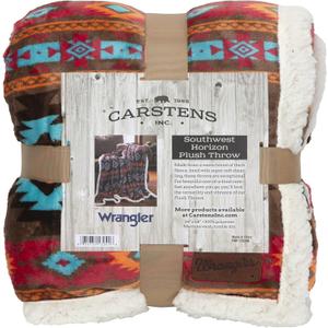 CARSTENS, INC. Wrangler Ultra Premium Super Soft Plush Sherpa Fleece Oversized Throw Blanket 54" x 68", Southwest Horizon