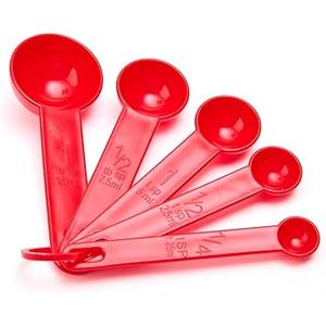 6 Piece Measuring Spoons, Red