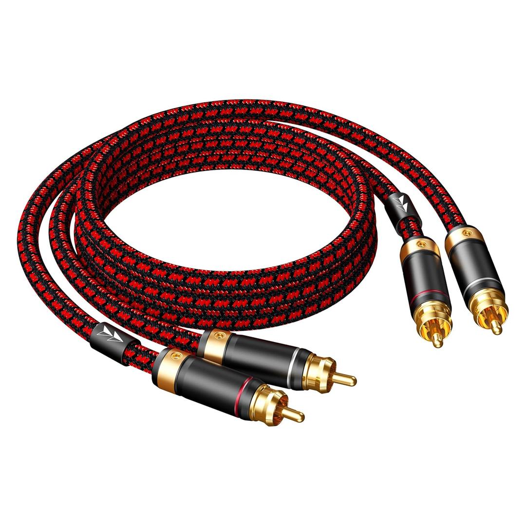 Auidophile 2RCA Male to 2RCA Male Stereo Audio Cable,Gold Plated | 4N Oxgen-Free Copper Core (9 Feet (3M))