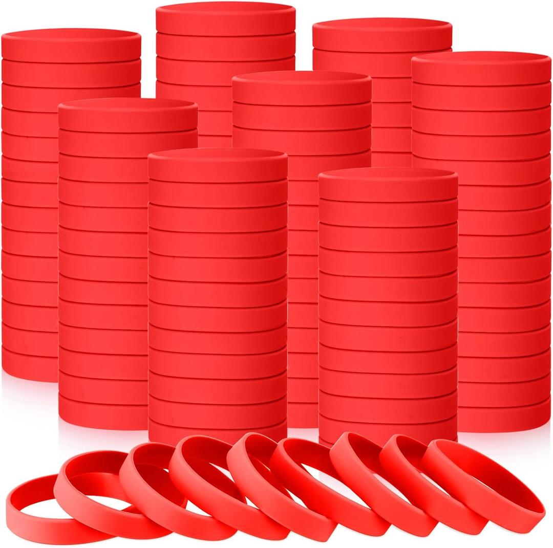 Liliful 100 Pcs Silicone Rubber Wristbands Rubber Wristband Bracelet Bands for Silicone Wristbands for Women Men(Red)