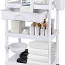 Medical Carts with Wheels 3-Tier Mobile Trolley Cart 100 LBS Max Load Medical Rolling Utility Cart with Drawers Dirt Basin Storage Buckets for Hospital Dental Clinic Lab Salon Home