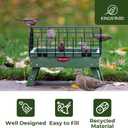 Kingsyard Squirrel Proof Ground Bird Feeder for Outdoors - Recycled Plastic Platform Feeding Station, Fly-Through Metal Caged Wild Bird Feeder for Small Birds, 5 LBS Large Capacity, Green