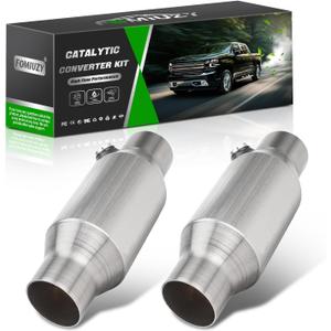 2.5 Inch Inlet/Outlet Universal High Flow Front Catalytic Converter Direct-Fit with O2 Port(EPA Compliant)