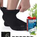 Doctor's Select Viscose Bamboo Ankle Diabetic Socks for Women and Men - 6 Pairs | Super Soft, Non Binding, Loose Wide Top (Large)