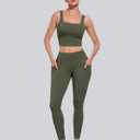 CHRLEISURE Leggings with Pockets for Women, High Waisted Tummy Control Workout Yoga Pants (L)