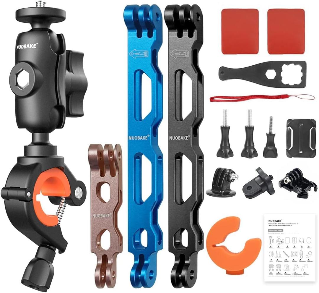 19 in 1 Motorcycle Accessory Bundle for Insta360 ONE X2, X3,X4,X5,ONE X, ONE R, RS, GoPro Hero 12 11 10 9 8 7 6 5 Black,Session 5/4/3, OSMO Action,Yi Action Camera etc