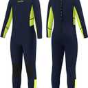 Goldfin Kids Wetsuit, Boys Girls Wet Suits Youth Toddler 3mm Neoprene Back Zip Keep Warm for Cold Water Swimming Diving Snorkeling Surfing Paddleboarding (12, 1.Boys Fullsuit - Navy)