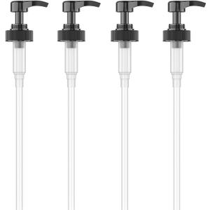 Gallon Pump Dispenser for Glass Jugs or Plastic Bottles - Compatible with Listerine Pump 1-1.5L Bottle Heavy-Duty Commercial Grade for Syrup, Soap, Condiments, Detergent - Pack of 4 Black Pumps