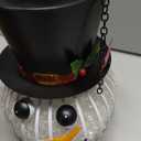 Christmas Snowman Solar Lanterns Outdoor Hanging Solar Lantern Metal Waterproof Decor Snowman Lamp with Glass Ball Solar Lights for Garden Patio Yard Decor(15.7 H* 5.9 W)