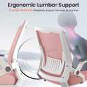 GTPLAYER Ergonomic Office Chair with Flip-up Armrests Executive Computer Chair for Home Office, Breathable Mesh & Comfy Lumbar Support, Pink
