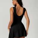 ABOCIW Womens High Neck Tennis Dress Sleeveless Wrap Skirt Built in Shorts Golf Athletic Dress Workout Rompers (Black) Medium