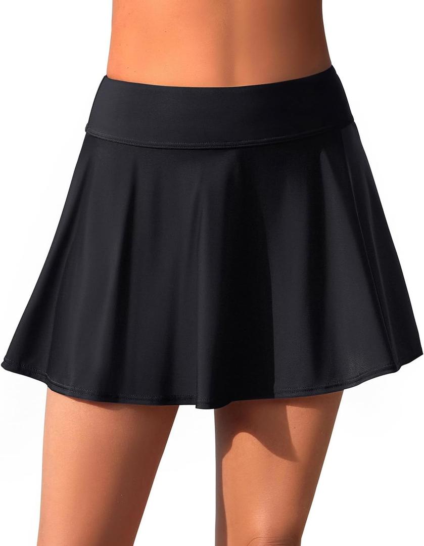 Aqua Eve Women Swim Skirt Tummy Control Swimsuit Skirt High Waisted Bathing Suit Bottom 24W