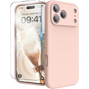 for iPhone 17 Pro Case, Liquid Silicone Cover with Camera Protection Anti-Scratch Soft Microfiber Lining Shockproof Protective Phone Case for iPhone 17 Pro 6.3", Pink Sand