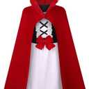 TOONRAIN Little Red Riding Hood Costume Kids Fairytale Dress with Cloak Pron Book Character Halloween Christmas for Girls (Red) 7-9Y