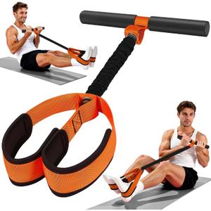 Pedal Resistance Band, Portable Tummy Trimmer Exercise Equipment for Home Gym, Full Body Core Workout Trainer for Abs, Arms, Legs, Back, Glutes Ideal for Men, Women & Postpartum Recovery, Orange
