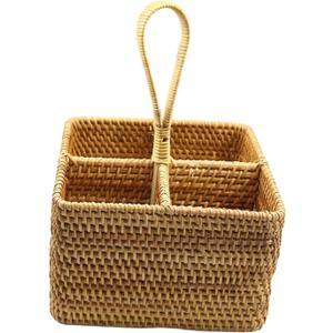 Utensil Holder Cutlery Holder Container for Spoon Fork Flatware Organizer Woven for Restaurant Dining Room Countertop Cooking, Large Square