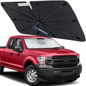 Windshield Sun Shade for Ford F150 2015-2020, Custom Fit Foldable Umbrella Sunshade with 360° Rotating Shaft, Front Window Shade for UV & Heat Protection, Easy Storage Car Sun Shield