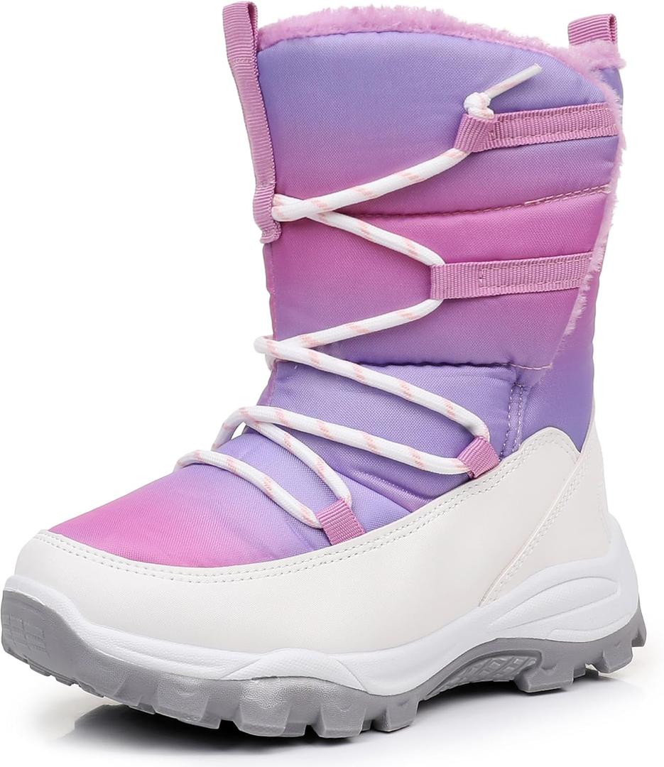 Blikcon Boys Girls Snow Boots Water-Resistant Slip Resistant Warm Winter Shoes 12 Little Kid