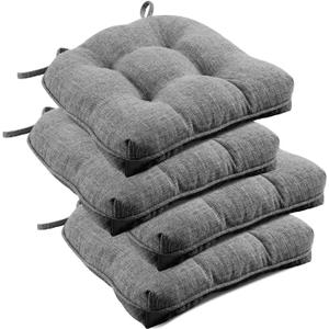 downluxe Indoor Chair Cushions for Dining Chairs, Tufted Overstuffed Textured Foam Kitchen Chair Pads with Ties and Non-Slip Backing, 15.5" x 15.5" x 4", Dark Grey, 4 Pack downluxe Indoor Chair Cushions for Dining Chairs, Tufted Overstuffed Textured Foam Kitchen Chair Pads with Ties and Non-Slip Backing, 15.5" x 15.5" x 4", Dark Grey, 4 Pack