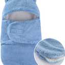 Baby Winter Fleece Swaddle Blanket 0-3 Months Boys Girls Warm Adjustable Newborn Swaddling Wrap Soft Plush Sleeping Sacks ,Blue