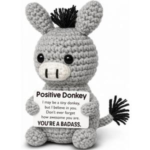 Graduation Stuffers for Women Men Adult Teen - Positive Donkey Crochet for Birthday Gifts Daily Affirmation Support for Her Him, Funny Inspirational Self Care Holiday Essentials