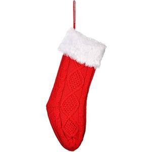 Poen Christmas Stockings with Initials 18 Inches Large Red Knit Monogram Stocking Embroidered Christmas Stockings Gold Letter Christmas Stocking for Family Holiday Xmas Gift, Red and White (Letter I)