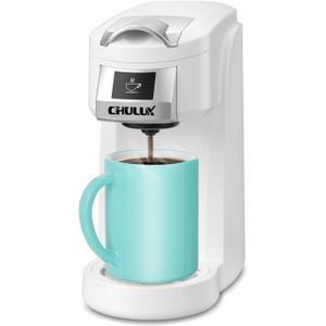 CHULUX Classic Single Serve Coffee Maker for K Cup, One Button Easy Coffee Machine for Office, RV, Travel and Dorm, White