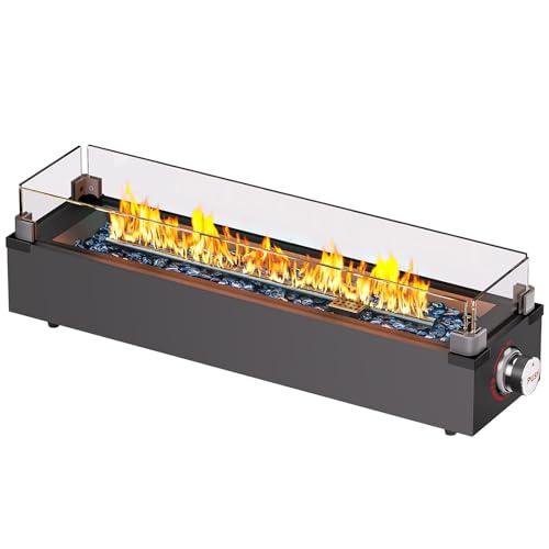 Ciays 28 Inch Tabletop Propane Fire Pit, 50000 BTU Table top Firepit with Glass Wind Guard & Glass Beads, Portable Outdoor Portable Fireplace for Patio and Camping