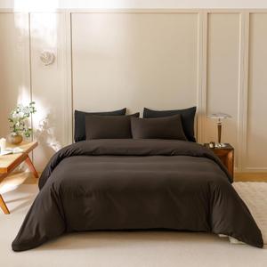 KAREVER Dark Brown Comforter Set California King Size Deep Brown Bedding Set 3 PCs Deep Coffee Color Comforter Set Fluffy Blanket Cal King Size