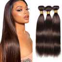 Color #4 Bundles Straight Bundles Human Hair Extensions 10A Brazilian Virgin Straight Chocolate Human Hair 3 Bundles 18 20 22 Inch