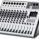 BOMGE 12 Channel Mixer Audio Console,Professional Music DJ Mixing Board with 256DSP Bluetooth MP3 Player 48V 7-Stage Equalizer Supply USB Recording for Studio Karaoke Live Performance (12 Channel)