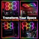 RGB Hexagon Garage Lights, Music Sync LED Hexagon Lights for Gaming Room, Smart App & Remote Control, DIY Honeycomb Ceiling Light for Studio Gym Basement Deco