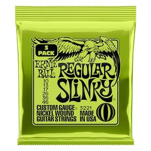 Ernie Ball Regular Slinky Nickel Wound Electric Guitar Strings 3-pack, 10-46 Gauge (P03221)