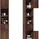 ChooChoo Narrow Bathroom Storage Cabinet with Adjustable Shelves and Drawer, 7.87"D x 7.87"W x 70.87"H