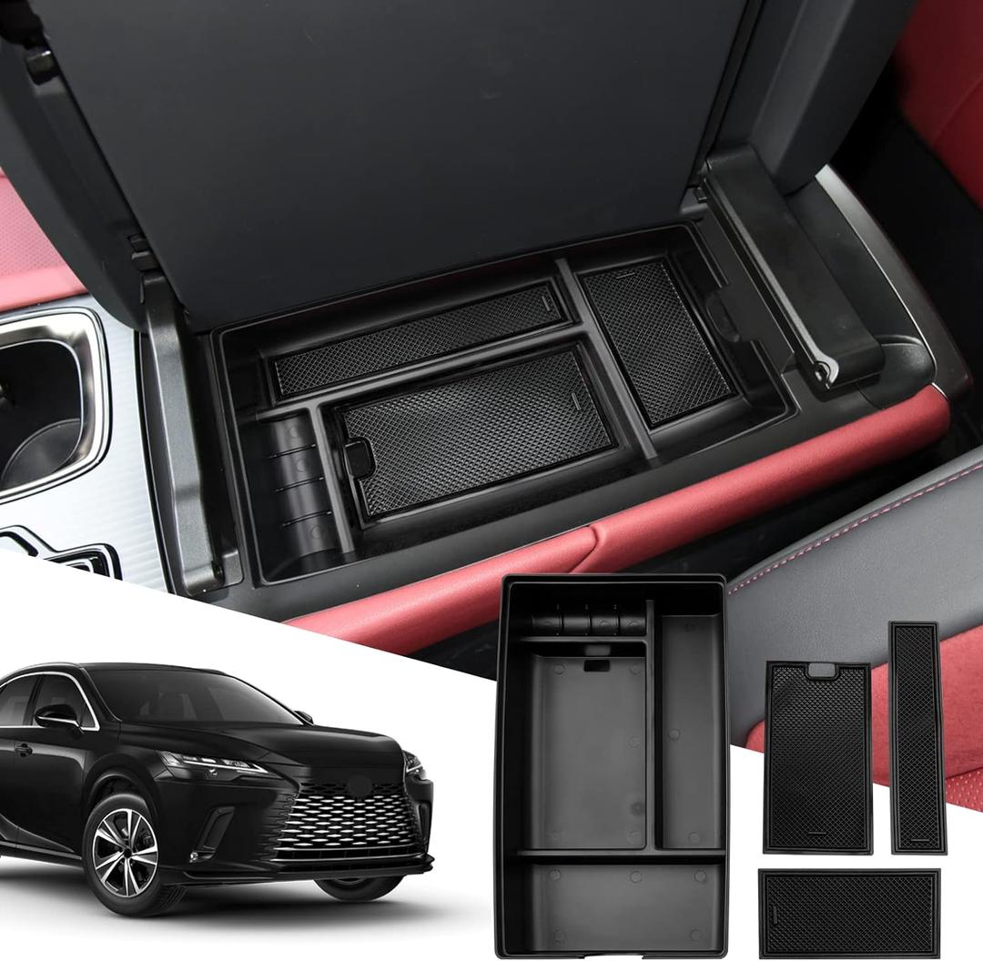 SXCY for 2023 2024 2025 Lexus RX 350 Center Console Organizer 2023 2024 2025 RX 350 Accessories Armrest Console Tray for 2024 2025 RX Hybrid RX 350h/ RX 500h F Sport Premium+/ Luxury Center Organizer (black)