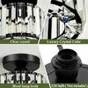 Piepooye 2 Pack Small Crystal Semi Flush Mount Ceiling Light Fixture Modern Black Mini Round Chandelier Metal E26 Ceiling Lamp for Hallway Bathroom Entryway Kitchen Closet