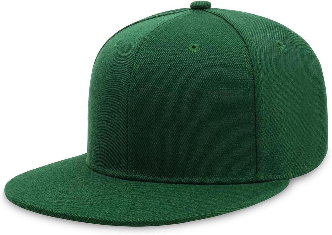 CHOK.LIDS Flat Bill Visor Classic Snapback Hat Blank Adjustable Brim High Top End Trendy Color Style Plain Tone Baseball Cap (Green)