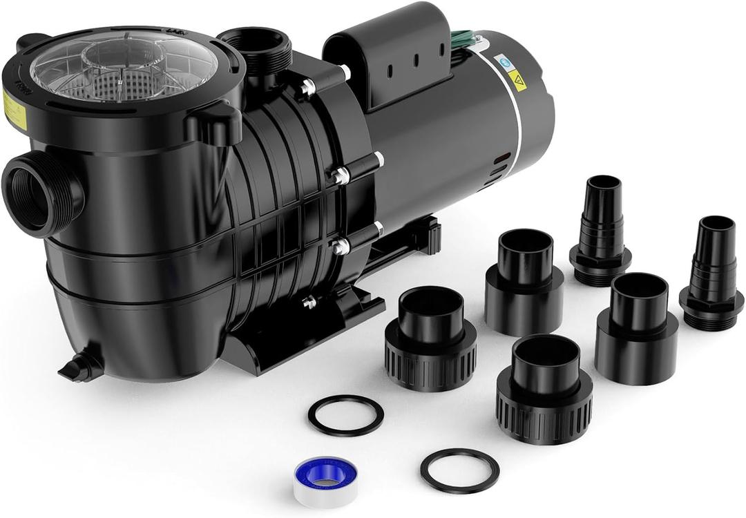 Pool Pump Above Ground/Inground, Dual Speed 2 HP 6340GPH Pool Pumps for 15,000-31,000 Gallons Pools, Powerful Selfpriming Pool Pump with Strainer Basket & Drain Plug